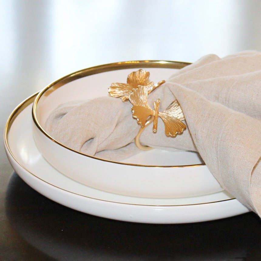 Metallic Rim Dinnerware Set - Tea + Linen