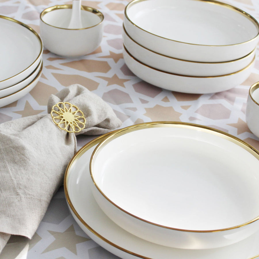 Metallic Rim Dinnerware Set - Tea + Linen