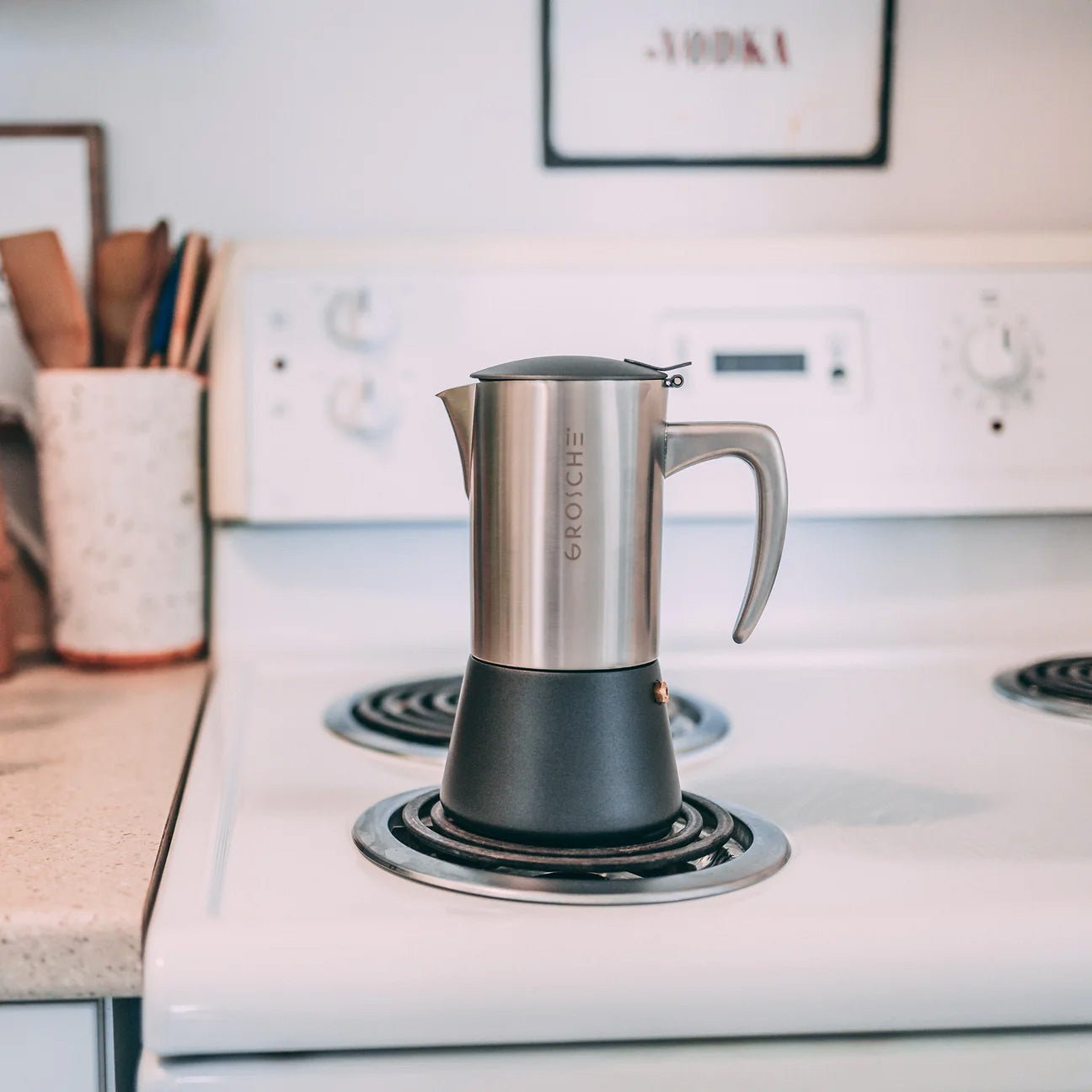 Milano Steel Stovetop Espresso Maker, Brushed - Tea + Linen