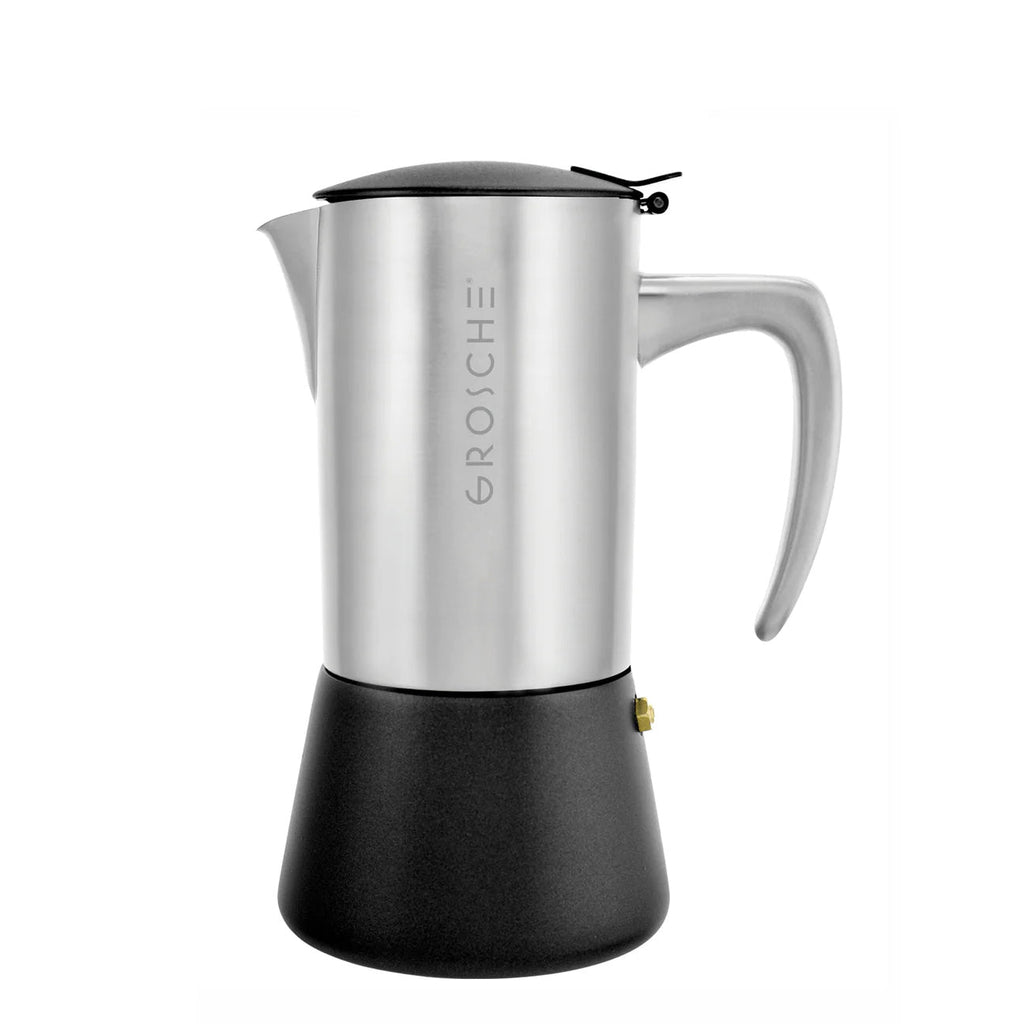 Milano Steel Stovetop Espresso Maker, Brushed Tea + Linen