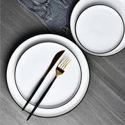 Milo Black Rim 8” Plates - Set of 4 - Tea + Linen