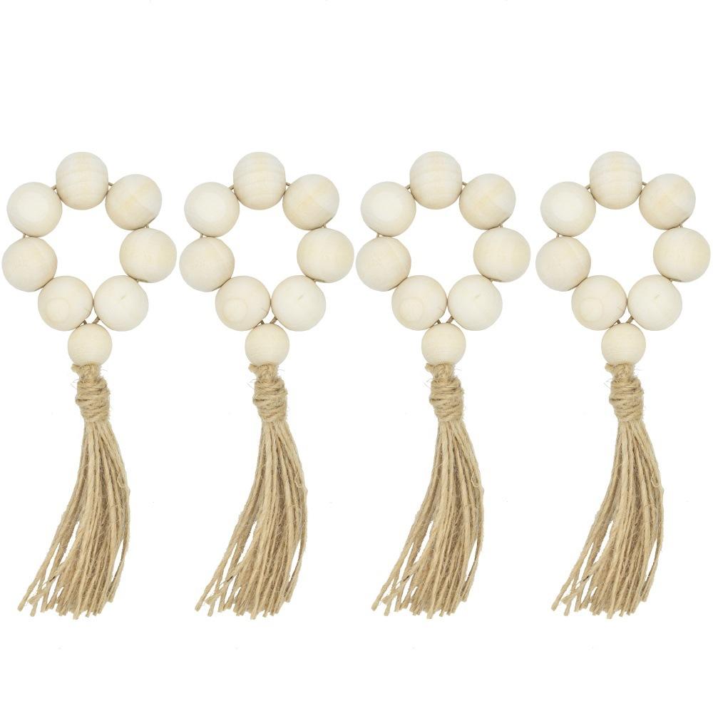 Prayer Bead Napkin Rings - Set of 4 - Tea + Linen