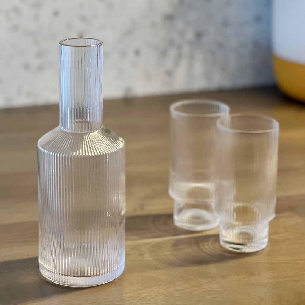 Ribbed Carafe and Cups Set - Tea + Linen