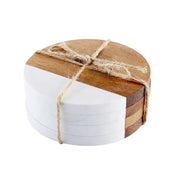 Round Wood and Marble Coaster - Tea + Linen