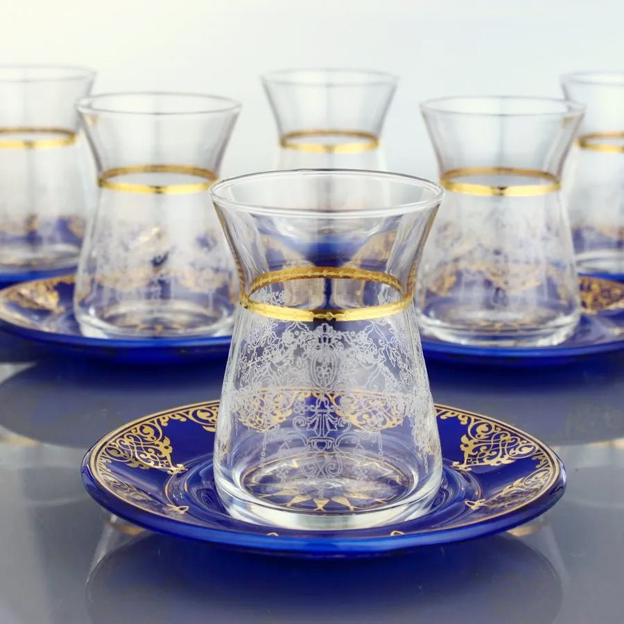 Royal Blue Turkish Tea Cups and Saucers - Tea + Linen