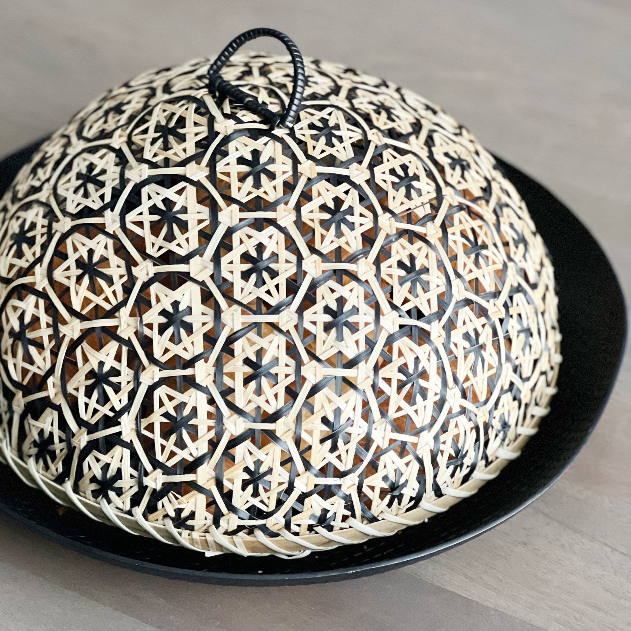 Safirah Bamboo Cloche, Black & Natural - Tea + Linen