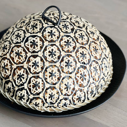 Safirah Bamboo Cloche, Black &amp; Natural - Tea + Linen