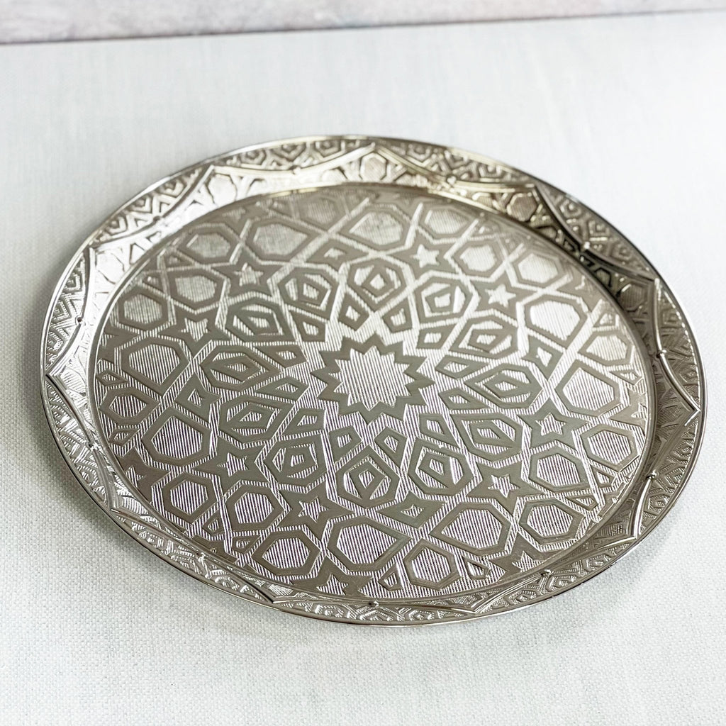Silver Geometric Serving Tray - Tea + Linen