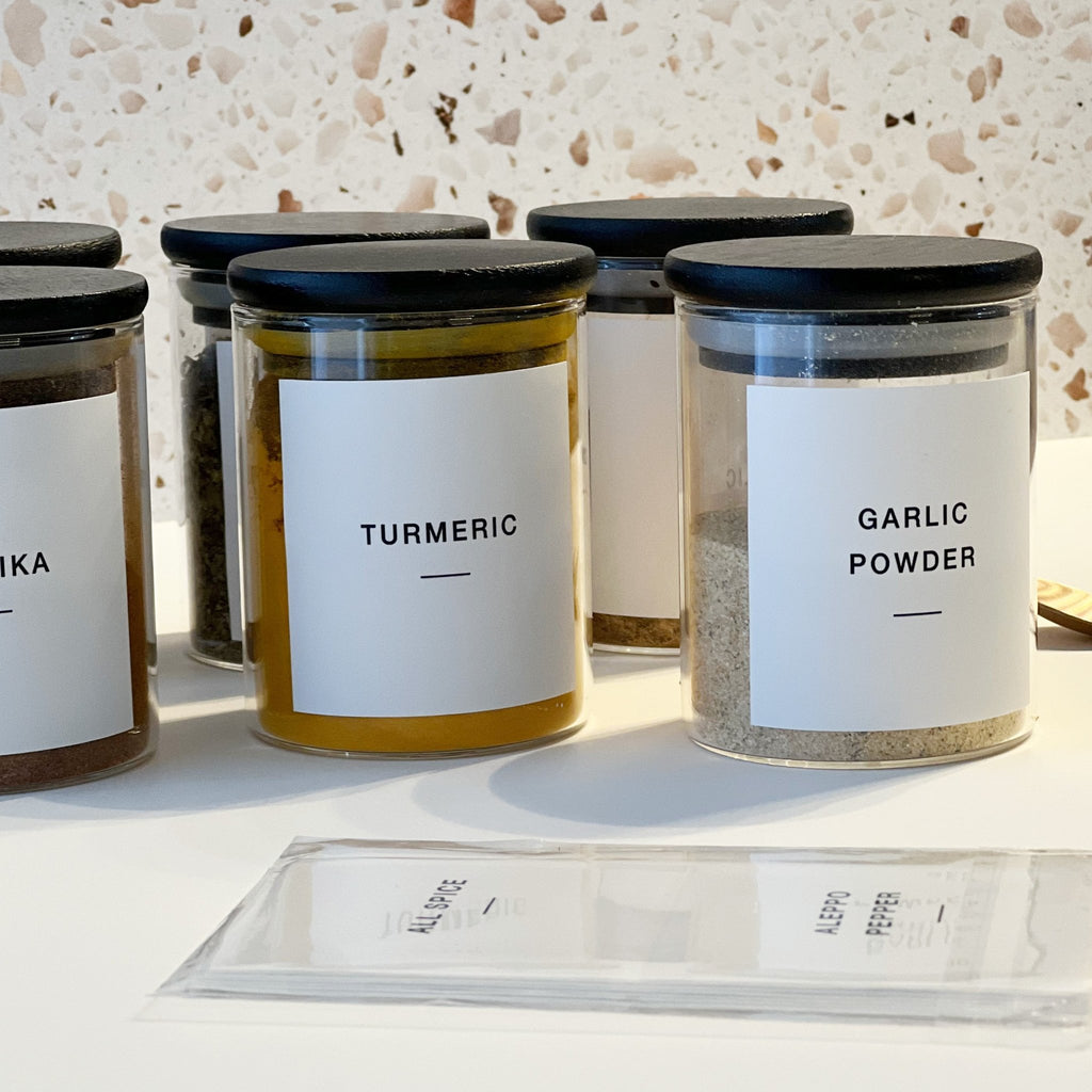 Glass Spice Jars with Black Bamboo Lids EcoEvo, Glass Spice Jars