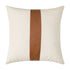 Striped Pillow Cover with Faux Leather Accent - Tea + Linen