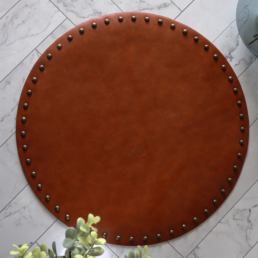 Studded Leather Placemats - Set of 4 - Tea + Linen