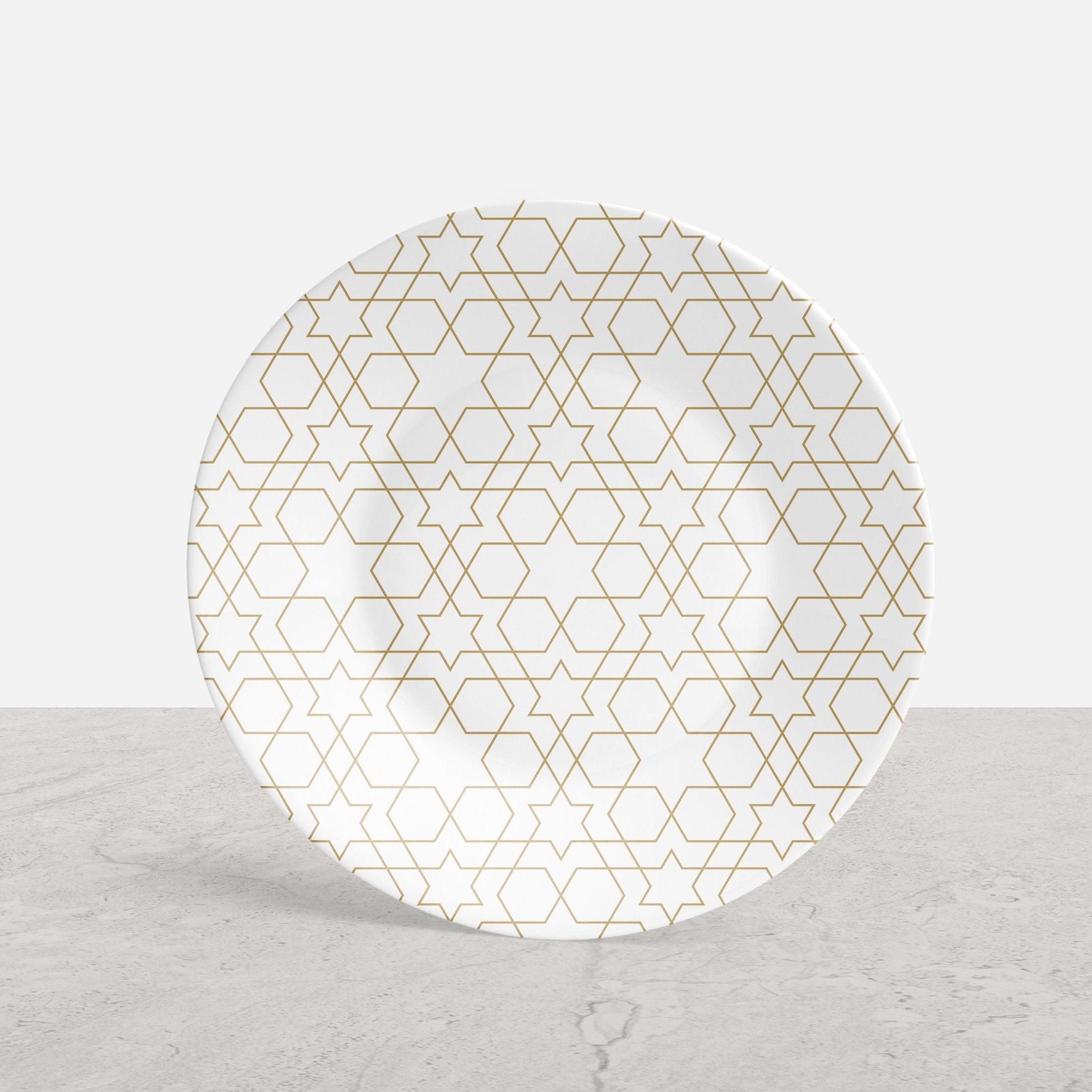 White and Gold Mosaic Appetizer Plates - Set of 4 - Tea + Linen
