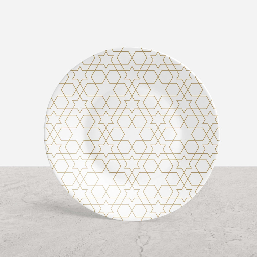White and Gold Mosaic Appetizer Plates - Set of 4 - Tea + Linen