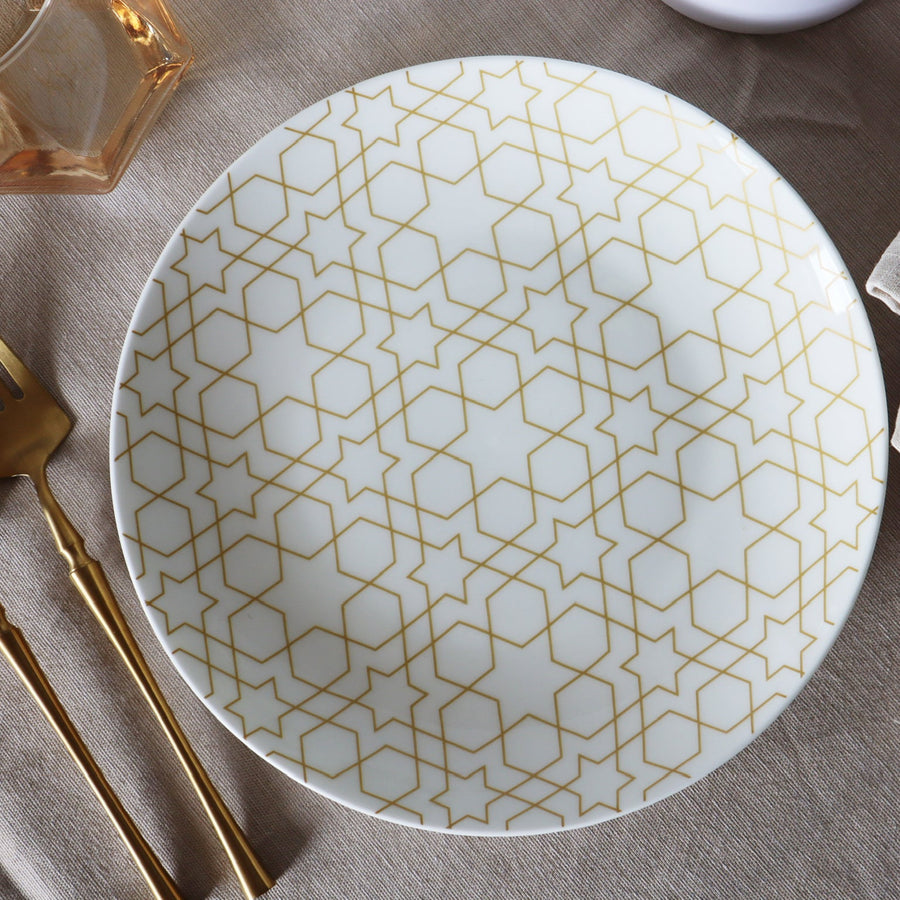 White and Gold Mosaic Appetizer Plates - Set of 4 - Tea + Linen